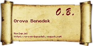 Orova Benedek névjegykártya